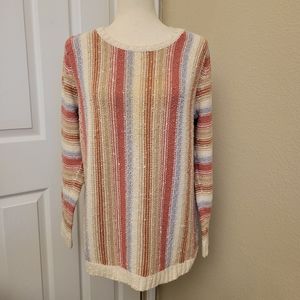 Coldwater Creek Stripe Knit Sweater Beachy Vibes Size PM